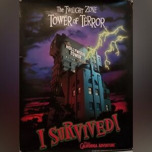 VTG Vintage Walt Disney Twilight Zone “I Survived” The Tower of Terror Poster